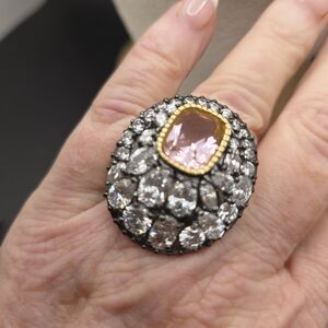 Elegant Pink and Gold Statement Ring (2076)